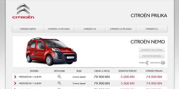 Citroen prilika - minisite