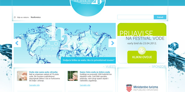 Development stranica za HA_DVA_O festival vode