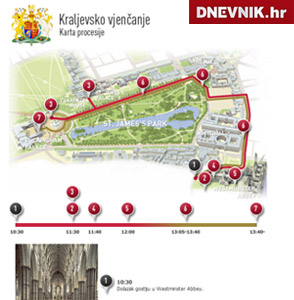 Interaktivna karta: Plan kretanja kraljevske svadbene povorke