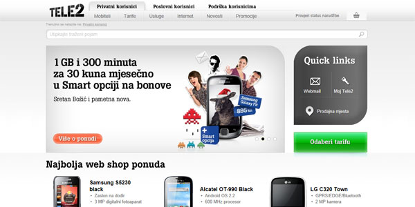 Tele2 stranice i webshop